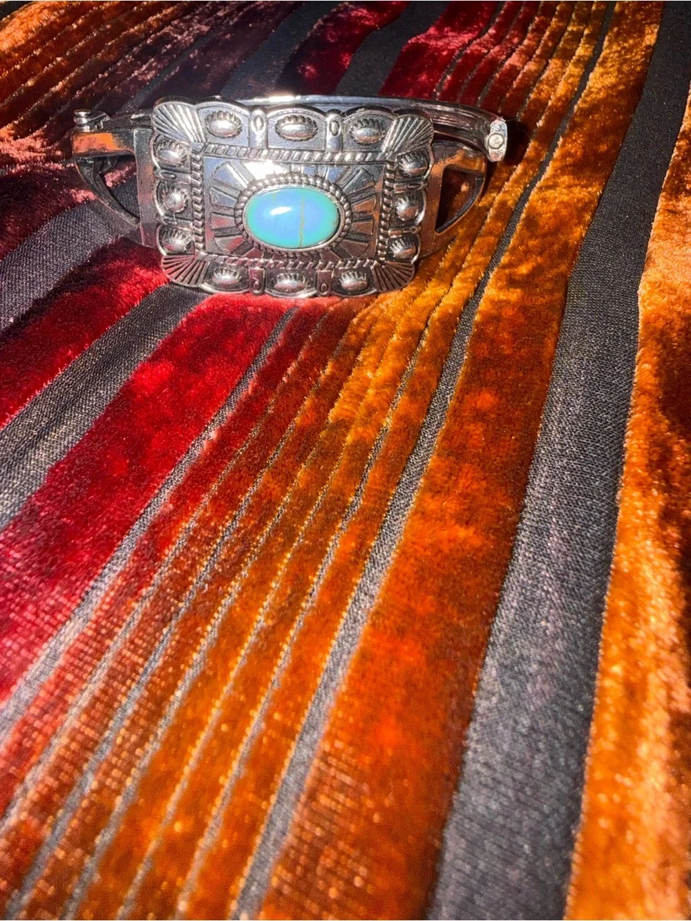 Silver Cuff Bracelet with Turquoise Stone